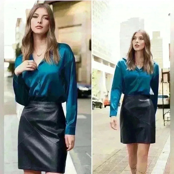 NWT Faux Leather High Waisted Bodycon Slim Mini Skirt Sz XL Item# 5C - Picture 3 of 11